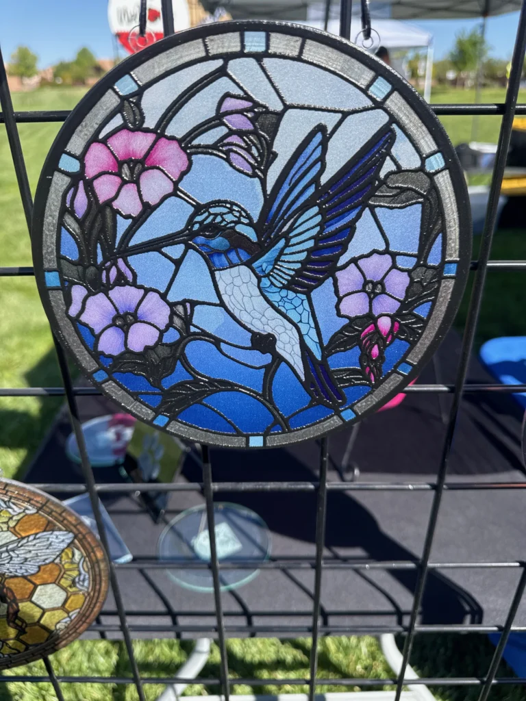Blue Humming bird Engraved